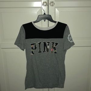 PINK black and grey floral shirt.